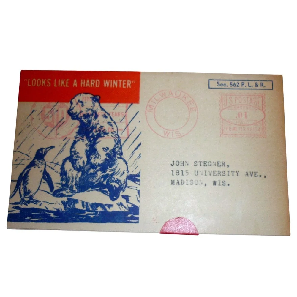 Stanolex Standard Oil Heating‎ Postcard Polar Bear Penguin 1930s Ad